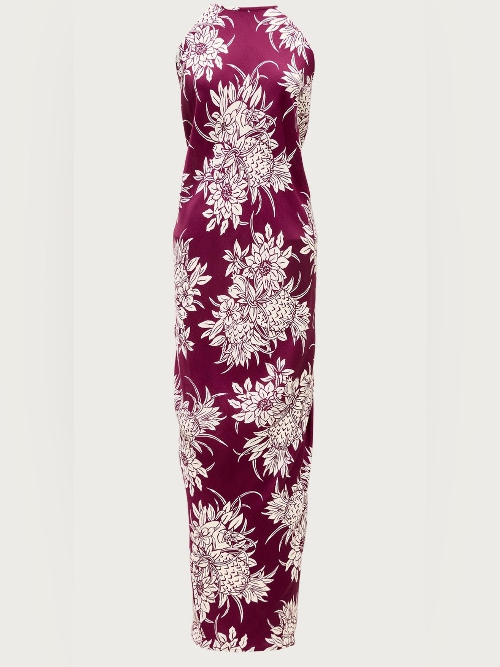 JCrew Halter maxi indress in berry and cream pineapple garden print new with tag
